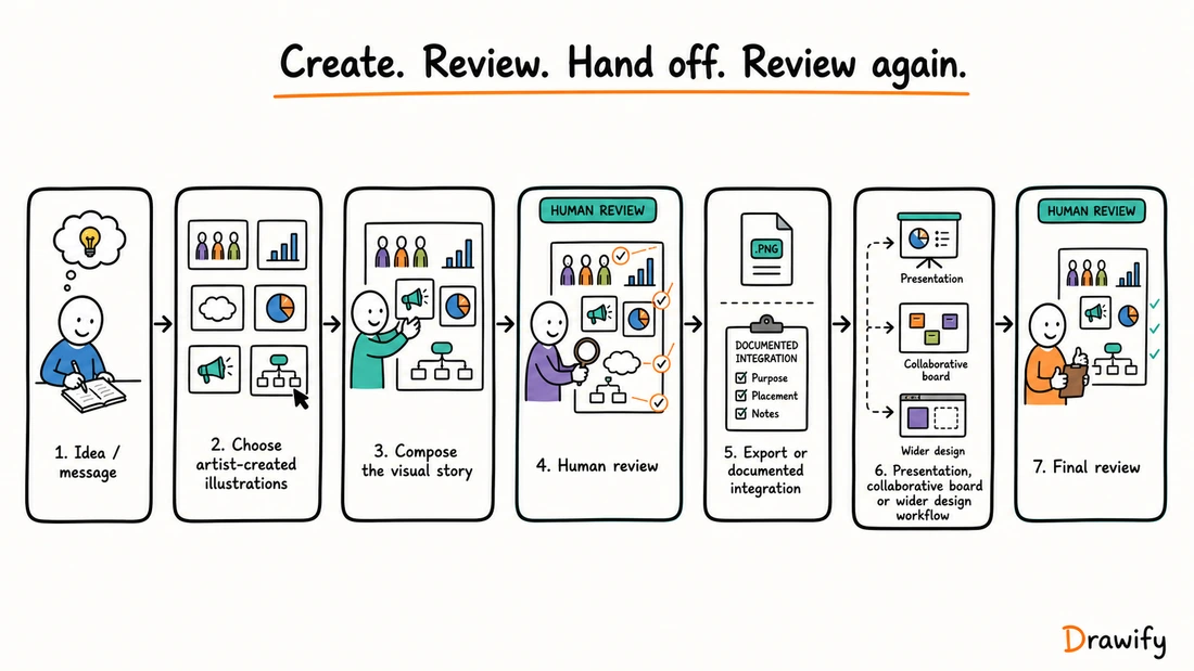 Reviewed Drawify visual added to another tool through export or a documented integration
