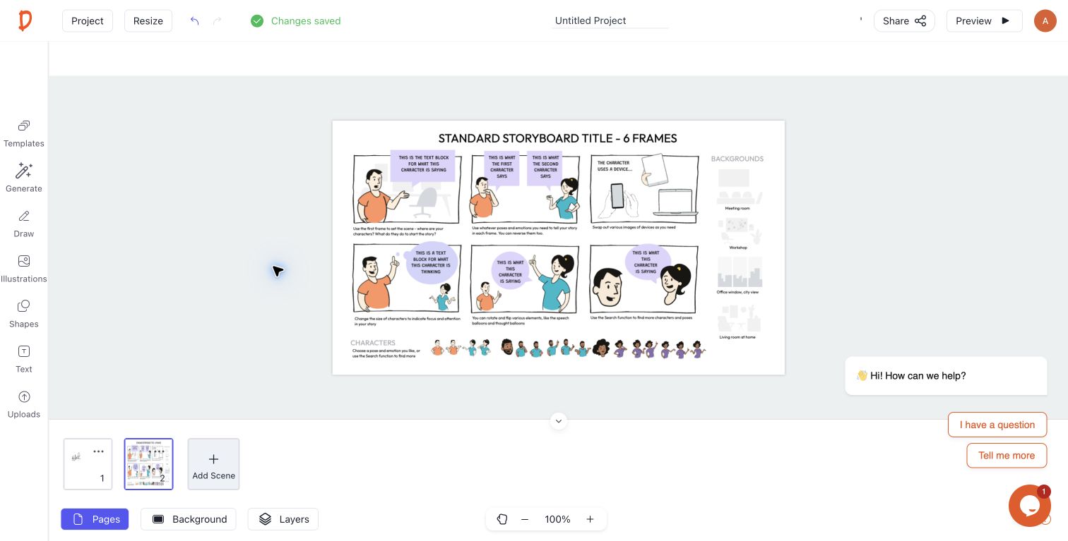Starting with a Drawify template in the editor