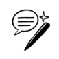 An icon showing a speech balloon and a marker